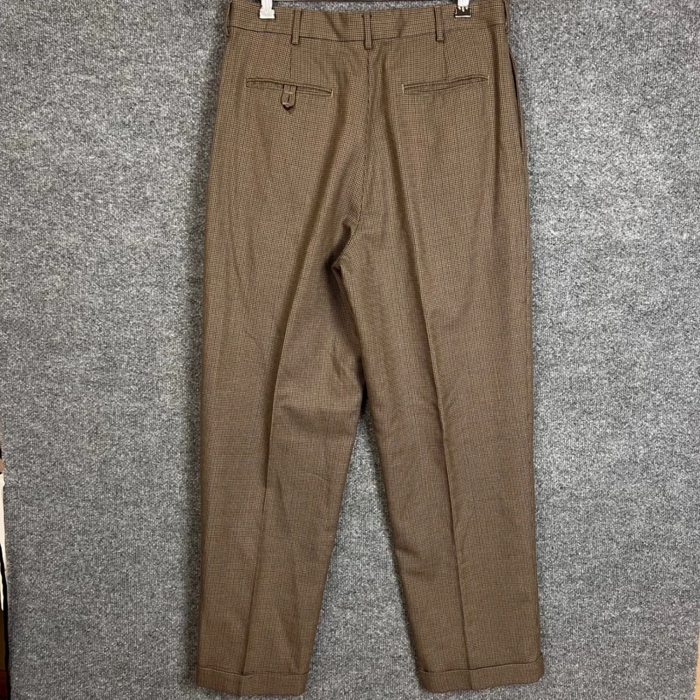 VINTAGE J Crew Oarsman Wool Dress Pants 34 Excellent Pleated Cuffed Houndstooth